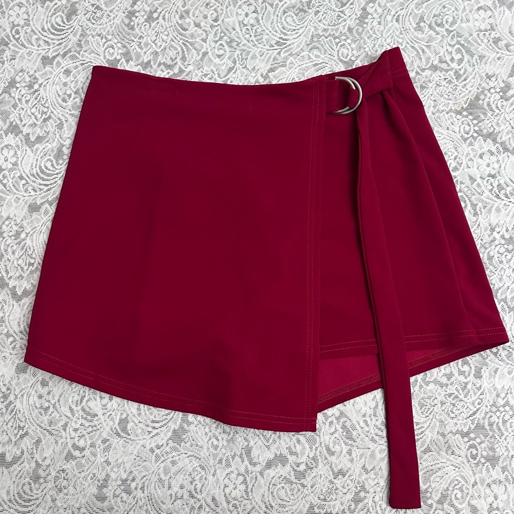 SHEIN Curve Red Wrap Skort Skirt Shorts 0XL
